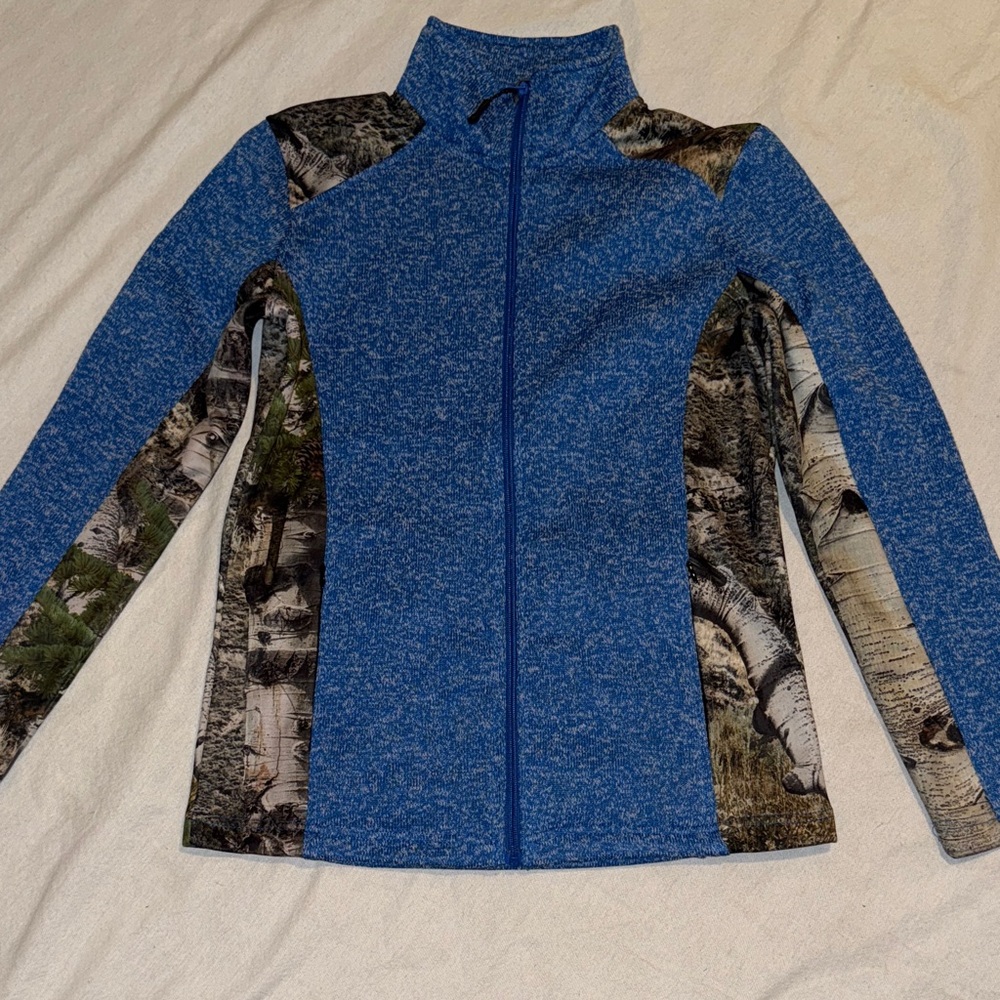 TrailCrest Mossy Oak women's zip-up knit sweater fleece jacket Sz M